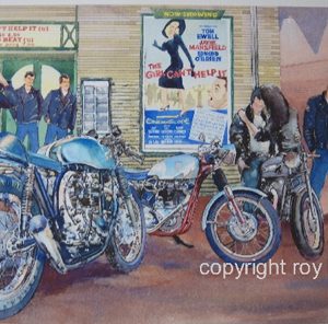 Art of Motoring by Roy Barrett - Down at the Flicks print