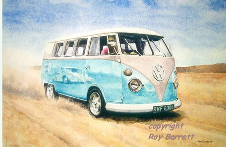 Art of Motoring by Roy Barrett - VW camper van print